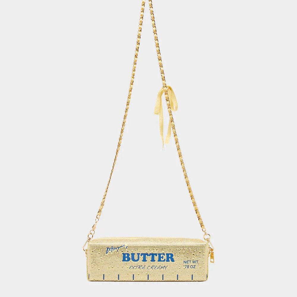 Betsey Johnson Kitsch Spread It On Yellow Crossbody Bag Stick Of Butter NWT - Picture 5 of 16